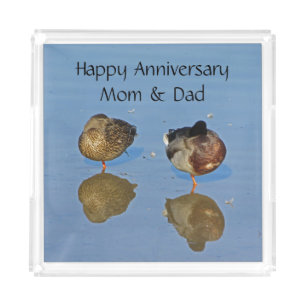 Wedding Anniversary Mr and Mrs Mallard Duck Acrylic Tray