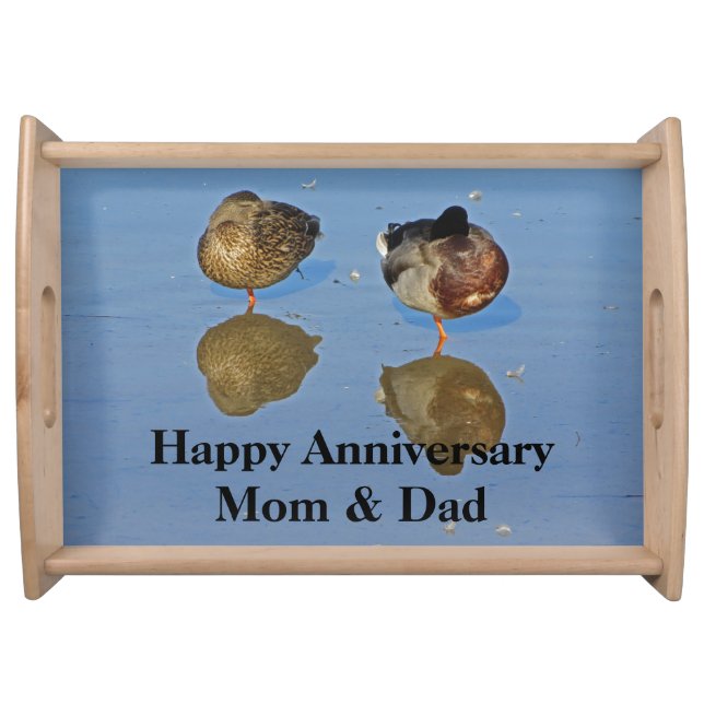 Wedding Anniversary Mr and Mrs Mallard Duck Serving Tray (Front)