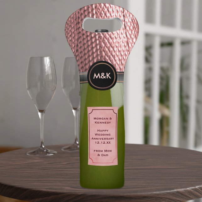 Wedding Anniversary Mr and Mrs Wine Bag (Happy Wedding Anniversary! Add your short message and gift with love)