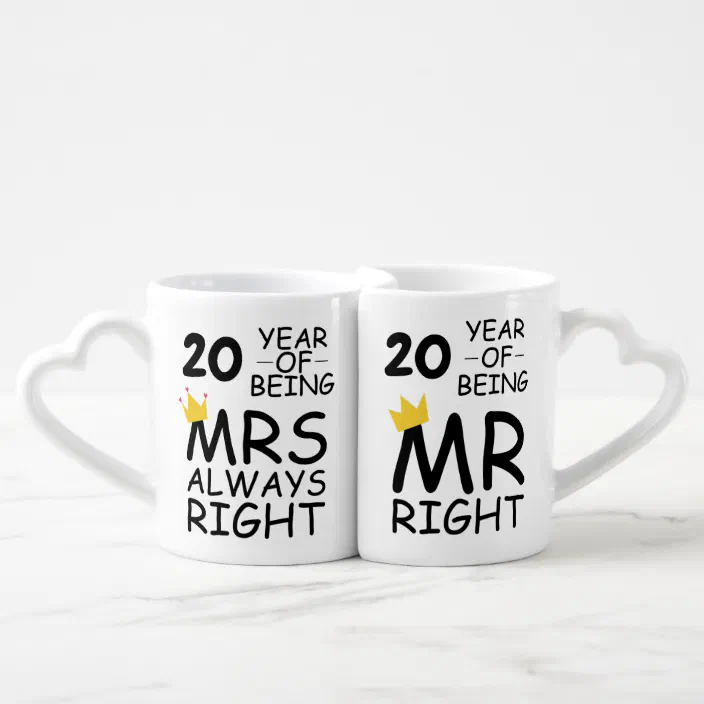 Personalised Mr & Mrs Right Mug  Wedding Anniversary gift with optional message 