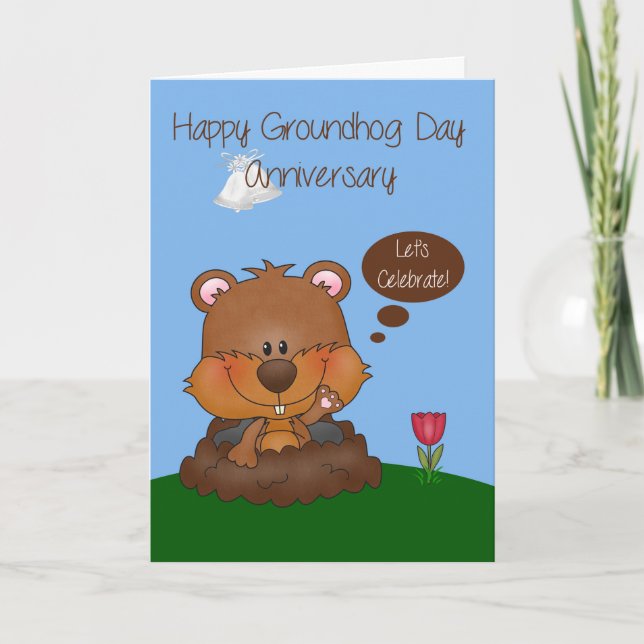 Wedding Anniversary On Groundhog Day Card (Front)