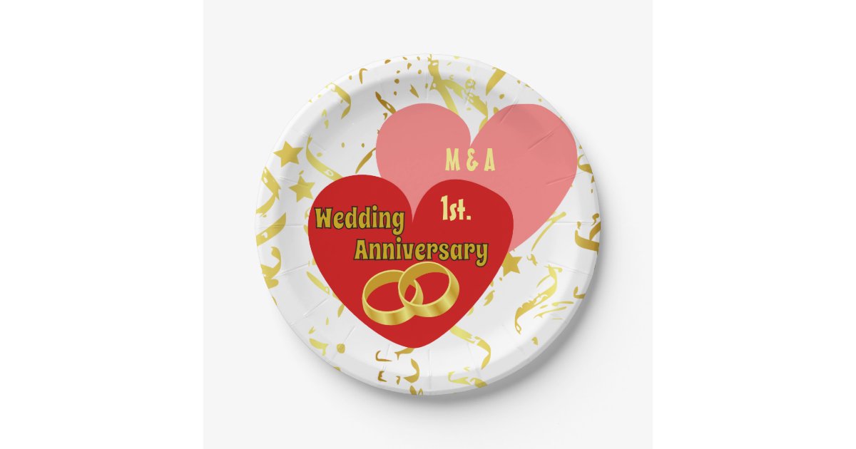 wedding anniversary paper plates Zazzle