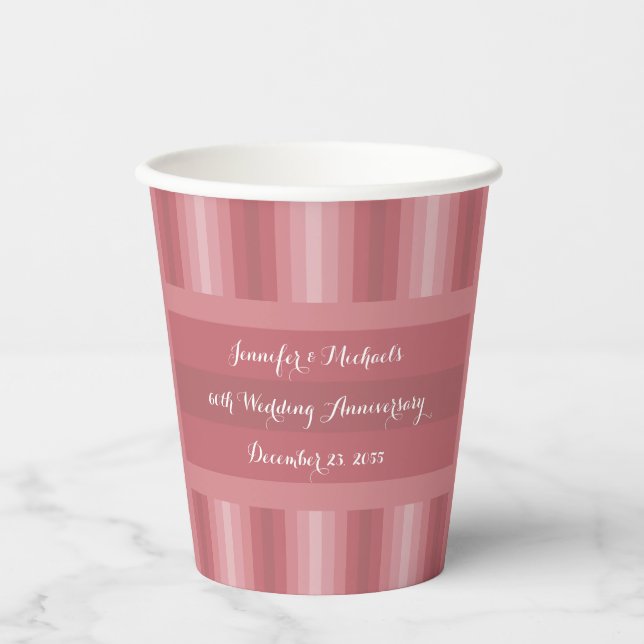 Wedding Anniversary Party Bridal Shower Dusty Rose Paper Cups (Front)