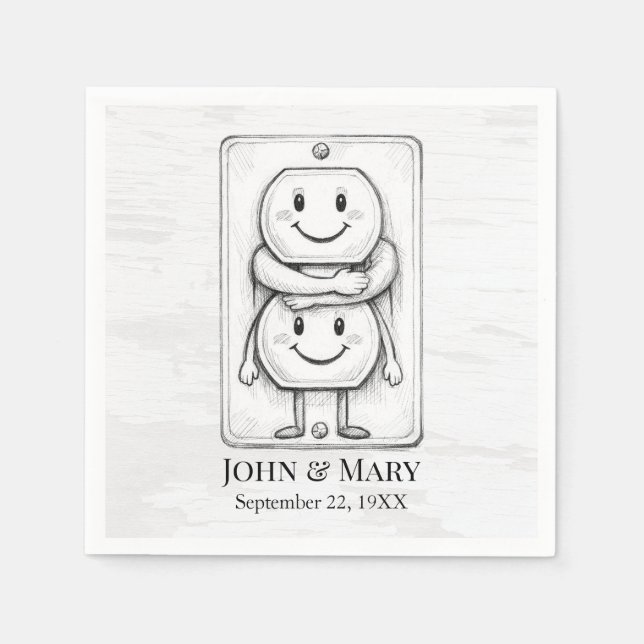 Wedding Anniversary Party Electrical Socket  Napkins (Front)