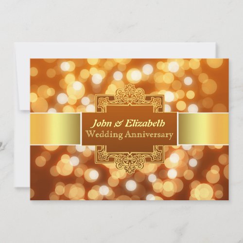 wedding anniversary party golden invitation
