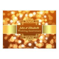 wedding anniversary party golden invitation