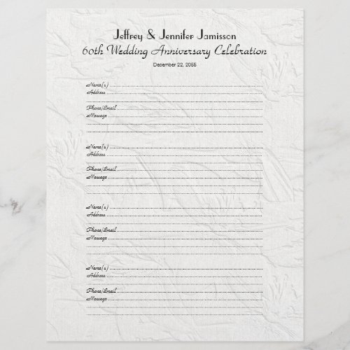 Wedding Anniversary Party Guest Book Sign_In Page