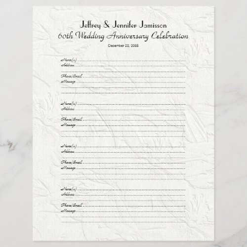 Wedding Anniversary Party Guest Book Sign_In Page