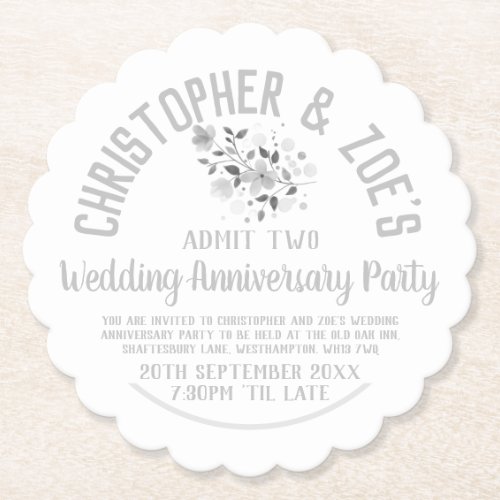 Wedding Anniversary Party Invitation Ticket Paper Coaster