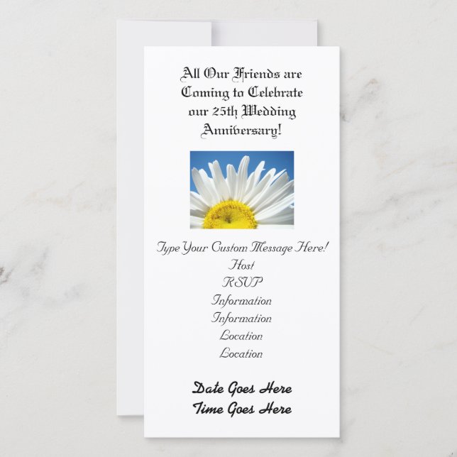 Wedding Anniversary! Party Invitations White Daisy (Front)