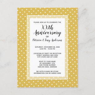 Wedding Anniversary Party Modern Polka 50th gold Postcard