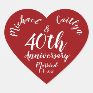 Wedding Anniversary Party Personalized Date Heart Sticker