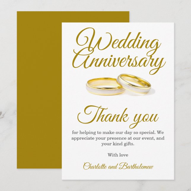 Wedding Anniversary Party Thank You Card (Front/Back)