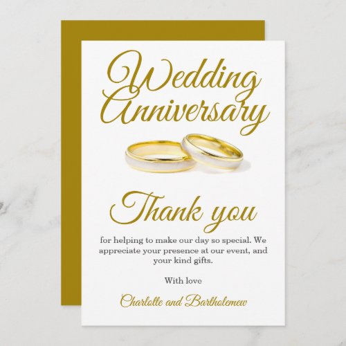 Wedding Anniversary Party Thank You Card