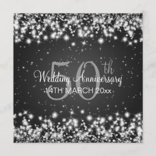 Wedding Anniversary Party Winter Sparkle Black Invitation