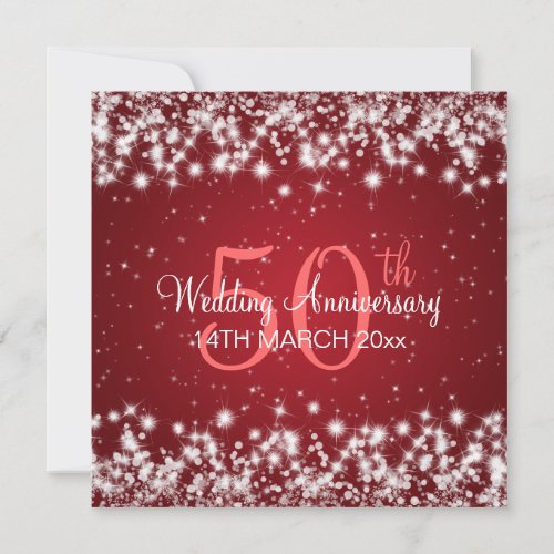 Wedding Anniversary Party Winter Sparkle Red Personalized Invite