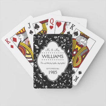 Wedding Anniversary Personalized Black And White B Playing Cards by PartyHearty at Zazzle