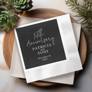 Wedding Anniversary Personalized BW Modern Napkins