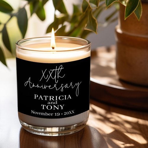 Wedding Anniversary Personalized BW Modern Scented Candle