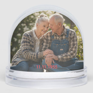 Wedding Anniversary & Personalized Double Photo Snow Globe