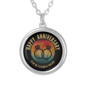 wedding anniversary personalized gift silver plated necklace