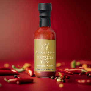 Wedding Anniversary Personalized Gold Modern Hot Sauces