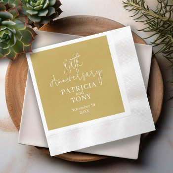 Wedding Anniversary Personalized - Gold Modern Napkins by JustWeddings at Zazzle