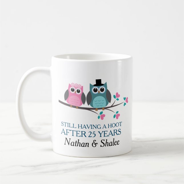 Wedding Anniversary Personalized Owl Gift Mug (Left)