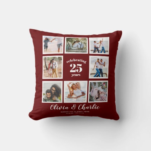 Wedding Anniversary PHOTO COLLAGE Burgundy