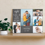 Wedding Anniversary Photo Collage Chalkboard Canvas Print<br><div class="desc">Wedding Anniversary stretched canvas which you can personalize for any years and 5 of your favorite pictures. The wording reads "# years in to our happy ever after" and the template is set up ready for you to add the anniversary year, your name and date established. The design has a...</div>