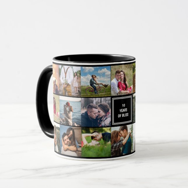 Wedding Anniversary Photo Collage Cusom Mug (Front Left)