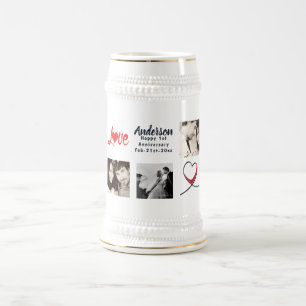 Wedding Anniversary PHOTO Collage Gift - Modern Beer Stein