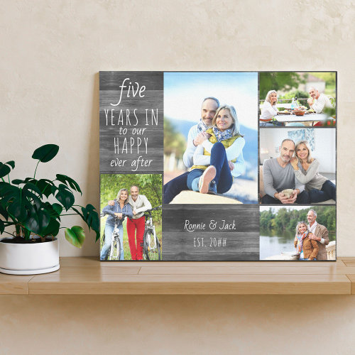 Wedding Anniversary Photo Collage Grey Wood Look