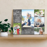 Wedding Anniversary Photo Collage Grey Wood Look Canvas Print<br><div class="desc">Wedding Anniversary stretched canvas which you can personalize for any years and 5 of your favorite pictures. The wording reads "# years in to our happy ever after" and the template is set up ready for you to add the anniversary year, your name and date established. The design has a...</div>