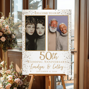 Wedding anniversary photo collage welcome poster