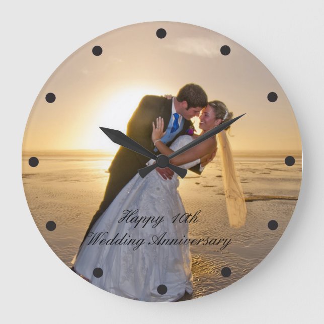 Wedding Anniversary Photo Custom Large Clock (Front)
