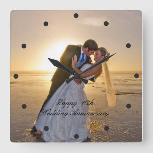 Wedding Anniversary Photo Custom Square Wall Clock