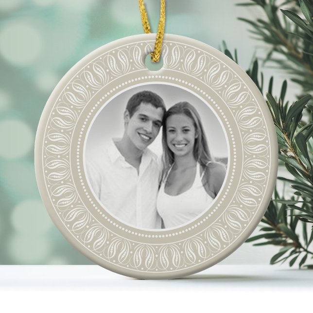 Wedding Anniversary Photo Frame Ceramic Ornament (Personalized Photo Ornament)