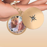 Wedding Anniversary Photo Initials and Year Gold Plated Necklace<br><div class="desc">Elegant photo locket for your wedding anniversary - perfect for your golden wedding anniversary or, you can edit the text to suit any occasion. The template is set up for you to add your own photo, which will be displayed with a semi-transparent border overlay for the text to sit on....</div>