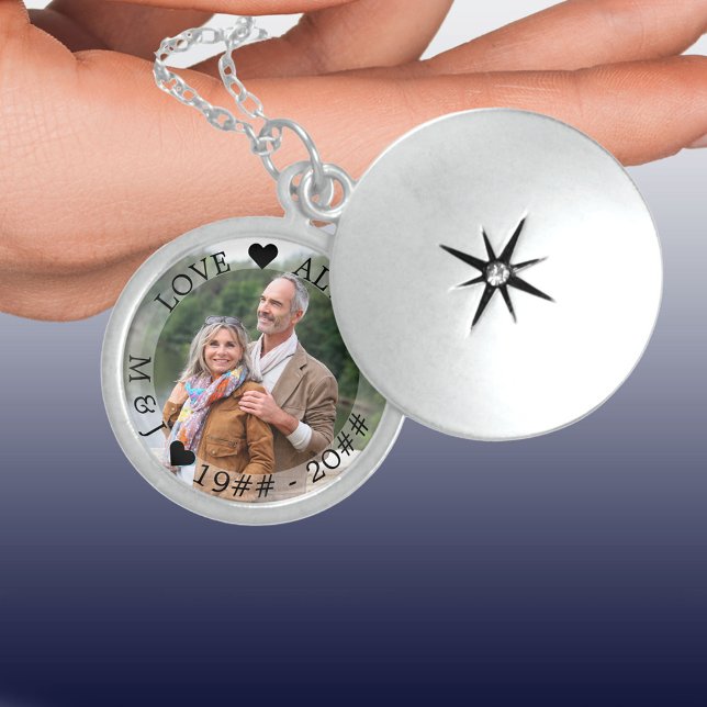 Wedding Anniversary Photo Initials and Year Locket Necklace (Creator Uploaded)