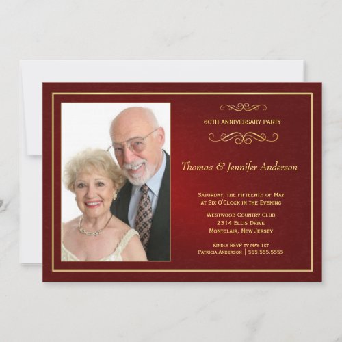 Wedding Anniversary Photo Invitations - 60th
