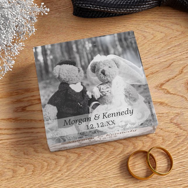 Wedding Anniversary Photo Keepsake Paperweight (Upload your favorite wedding photo and add your names and wedding date to this beautiful paperweight)