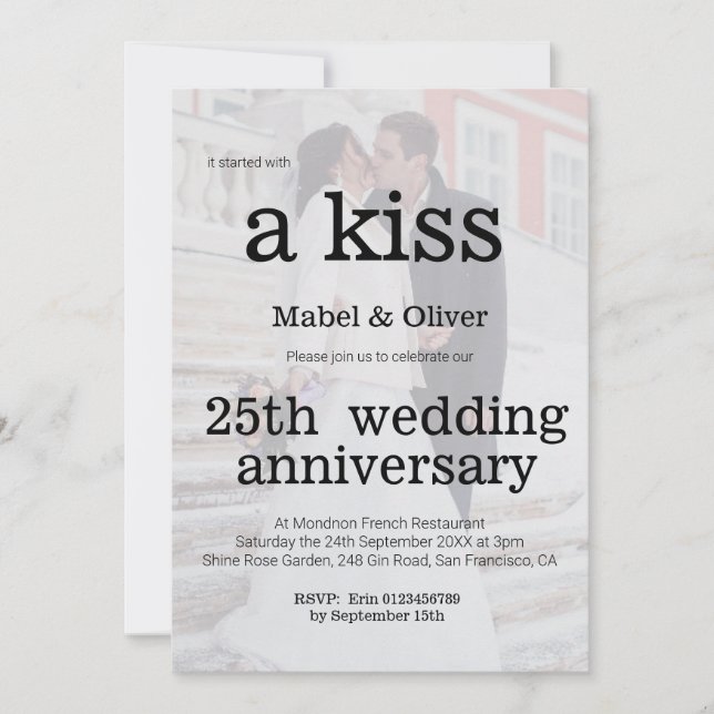 Wedding Anniversary Photo Modern Chic Invitation (Front)
