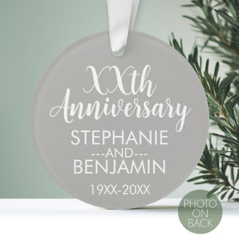 Wedding Anniversary - Photo On Back - Silver Ornament by JustWeddings at Zazzle