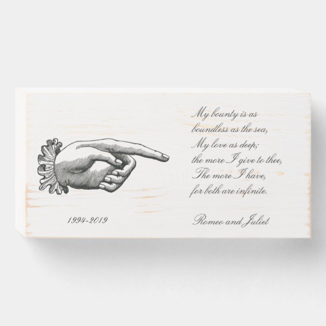 Wedding Anniversary Quote Shakespeare Vintage Wooden Box Sign (Front Horizontal)