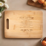 Wedding Anniversary Recipe for a Joyful Marriage Cutting Board<br><div class="desc">Celebrate love and beautiful memories with the perfect anniversary engraved cutting board! Say 'I do' to our exquisitely personalized recipe for a joyful marriage cutting board, engraved with the couple's name, a recipe for a joyful marriage, years married, and wedding date. Makes a wonderful anniversary gift for family, parents, and...</div>