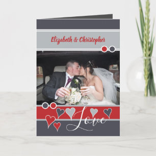 Wedding Anniversary red and gray photo Card