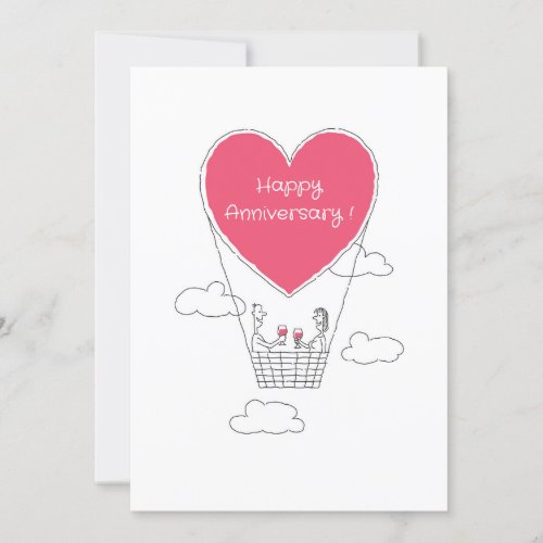 Wedding Anniversary Red Heart Married Couple Card