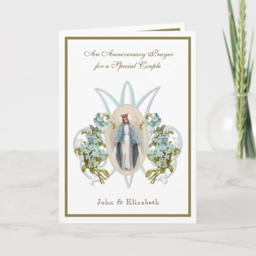 Wedding Anniversary Religious Virgin Mary Floral Card