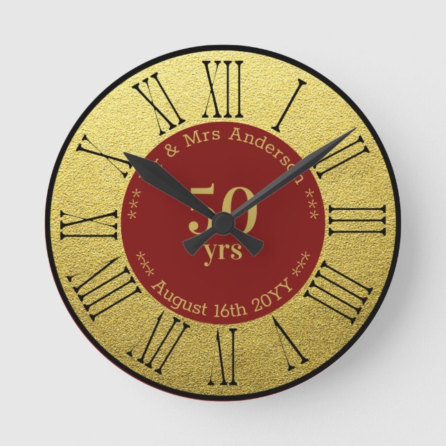 Wedding Anniversary / Retirement Custom Branded  Round Clock (Front)